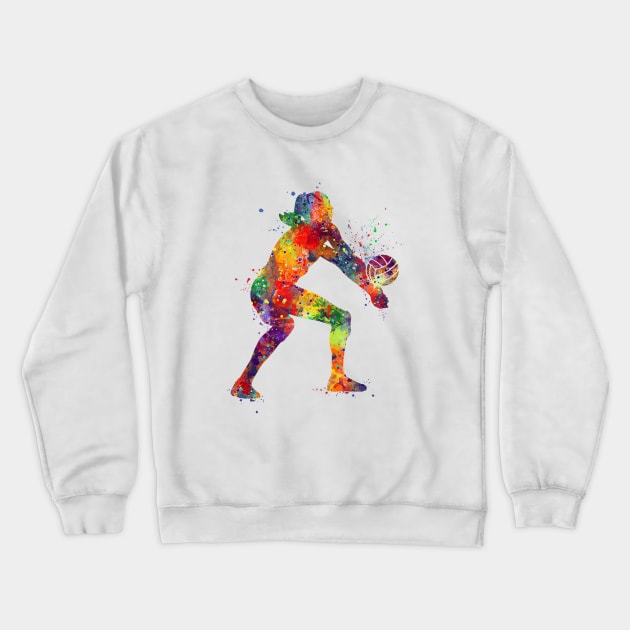 Volleyball Girl Player Watercolor Sport Gift Crewneck Sweatshirt by LotusGifts